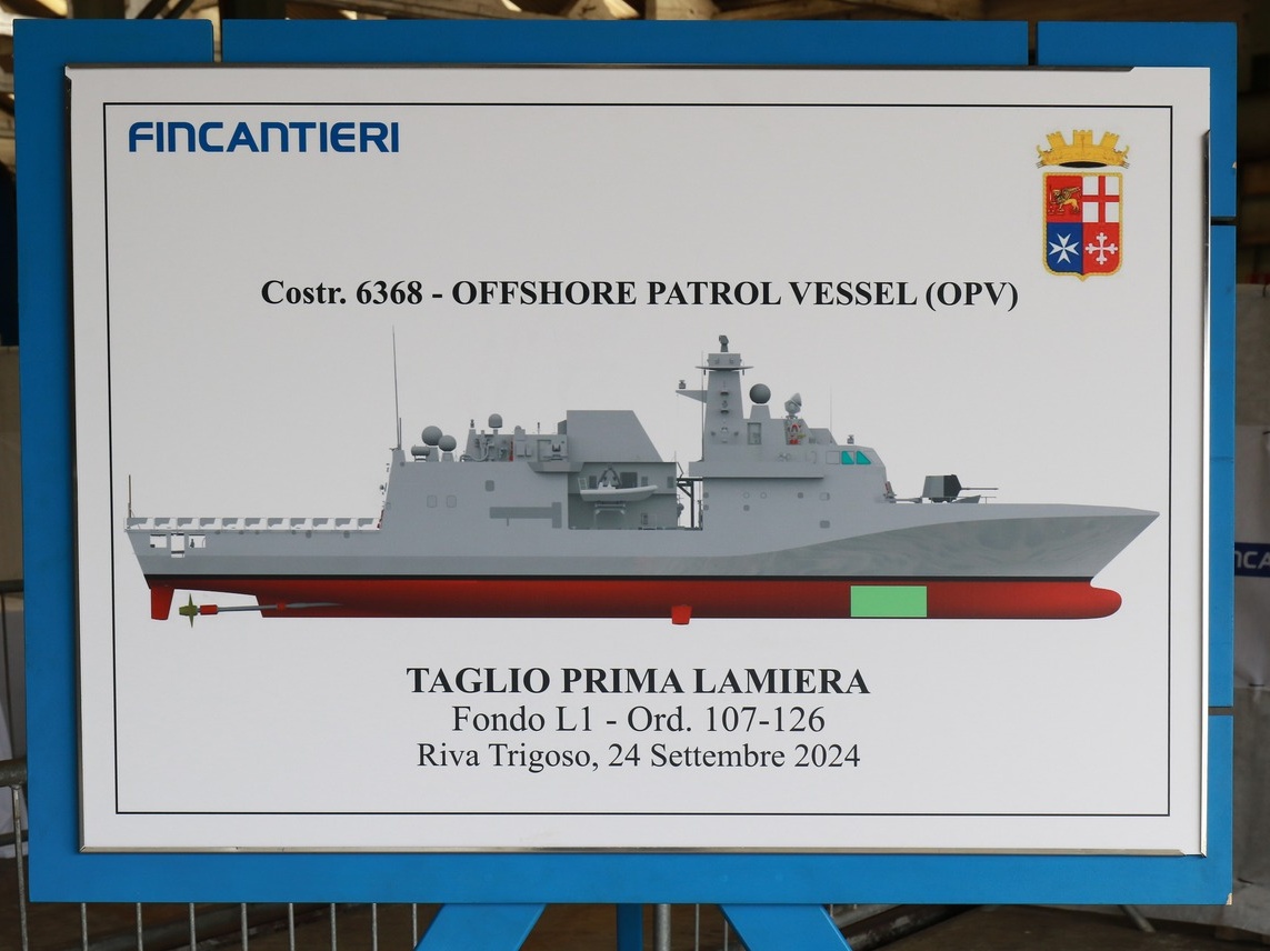 Fincantieri: al via i lavori per il primo pattugliatore offshore di nuova generazione della Marina Militare
