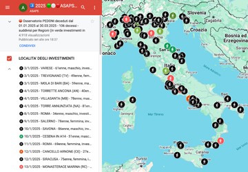 ASAPS - SAPIDATA: superato il muro dei 100 pedoni morti da inizio anno