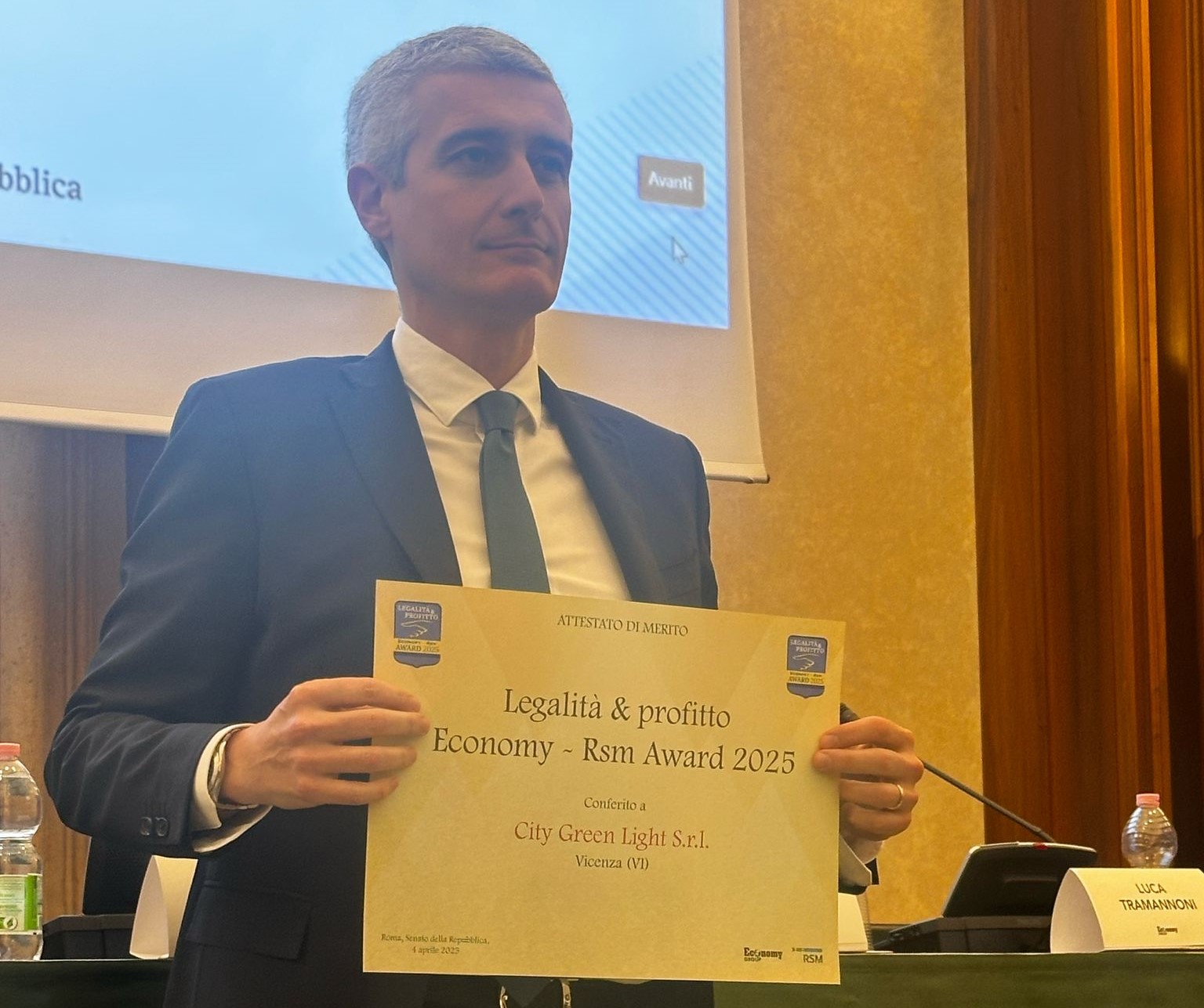 City Green Light premiata in senato per Legalità e Profitto