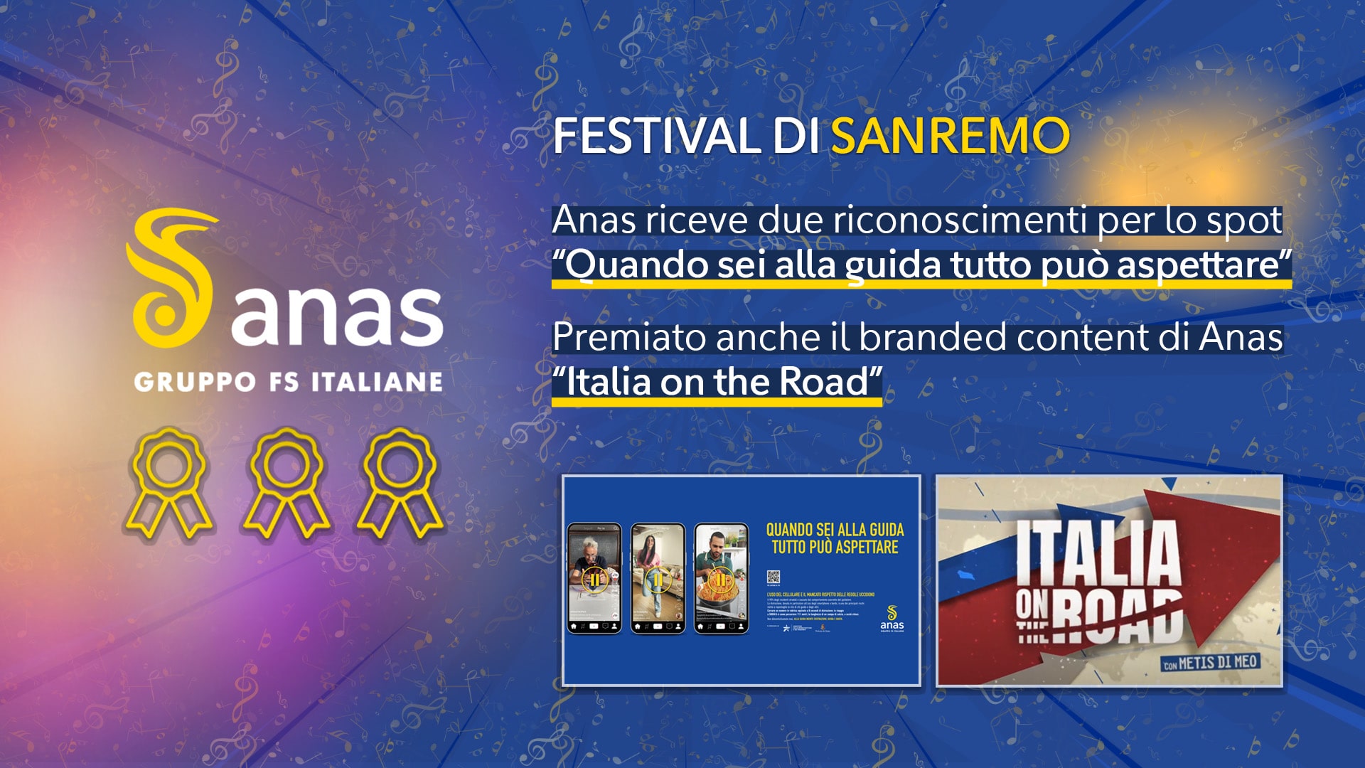Festival di Sanremo: Anas premiata per la sicurezza stradale